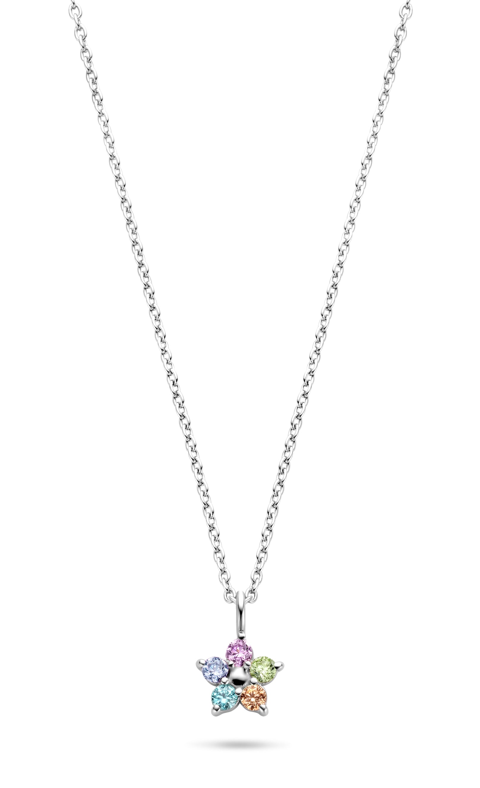 Noble Halskette 45 cm - Sterlingsilber mit farbigen Zirkonia-2