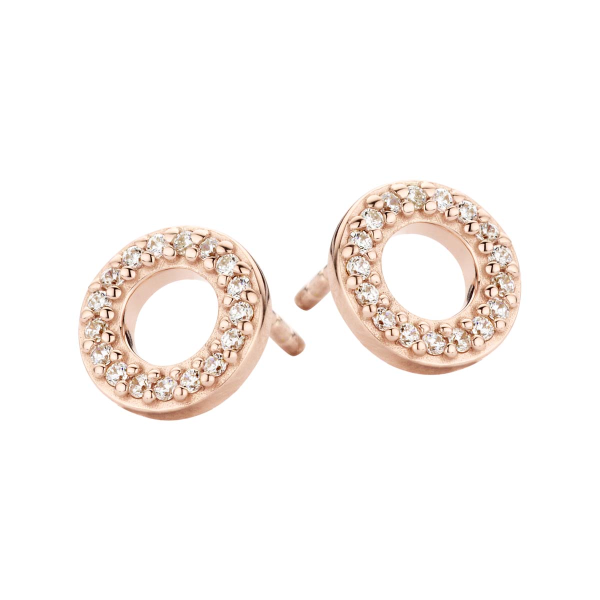 Trend-Ohrringe - Sterlingsilber rosa vergoldet - Zirkonia-1