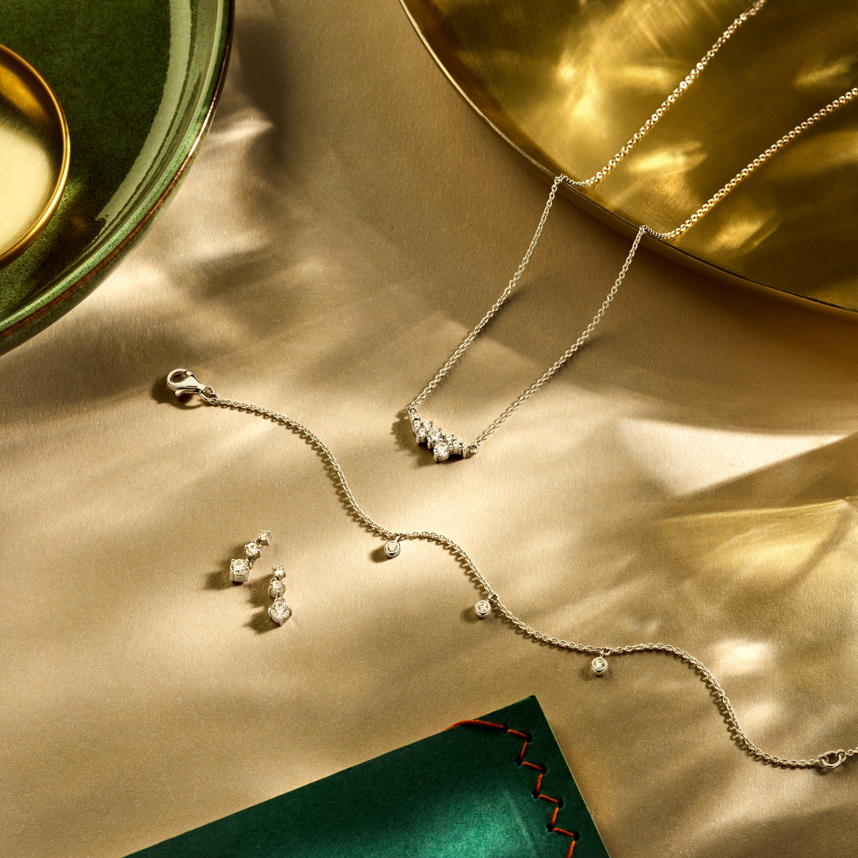 Aria Halskette 42/45 cm - Sterlingsilber schwarz rhodiniert - Zirkonia