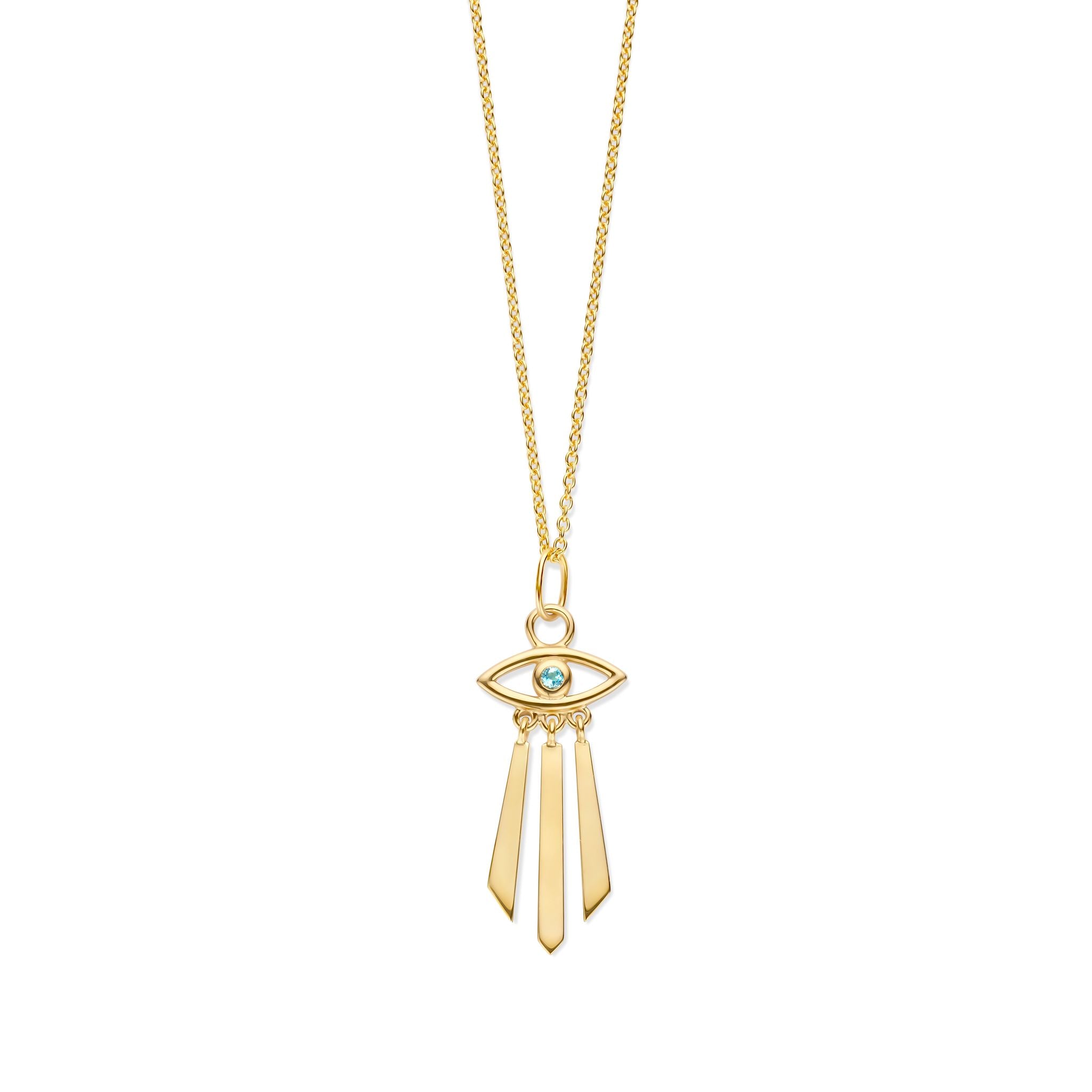 Horus Halskette - 14 kt. Gold mit blauem Topas-1