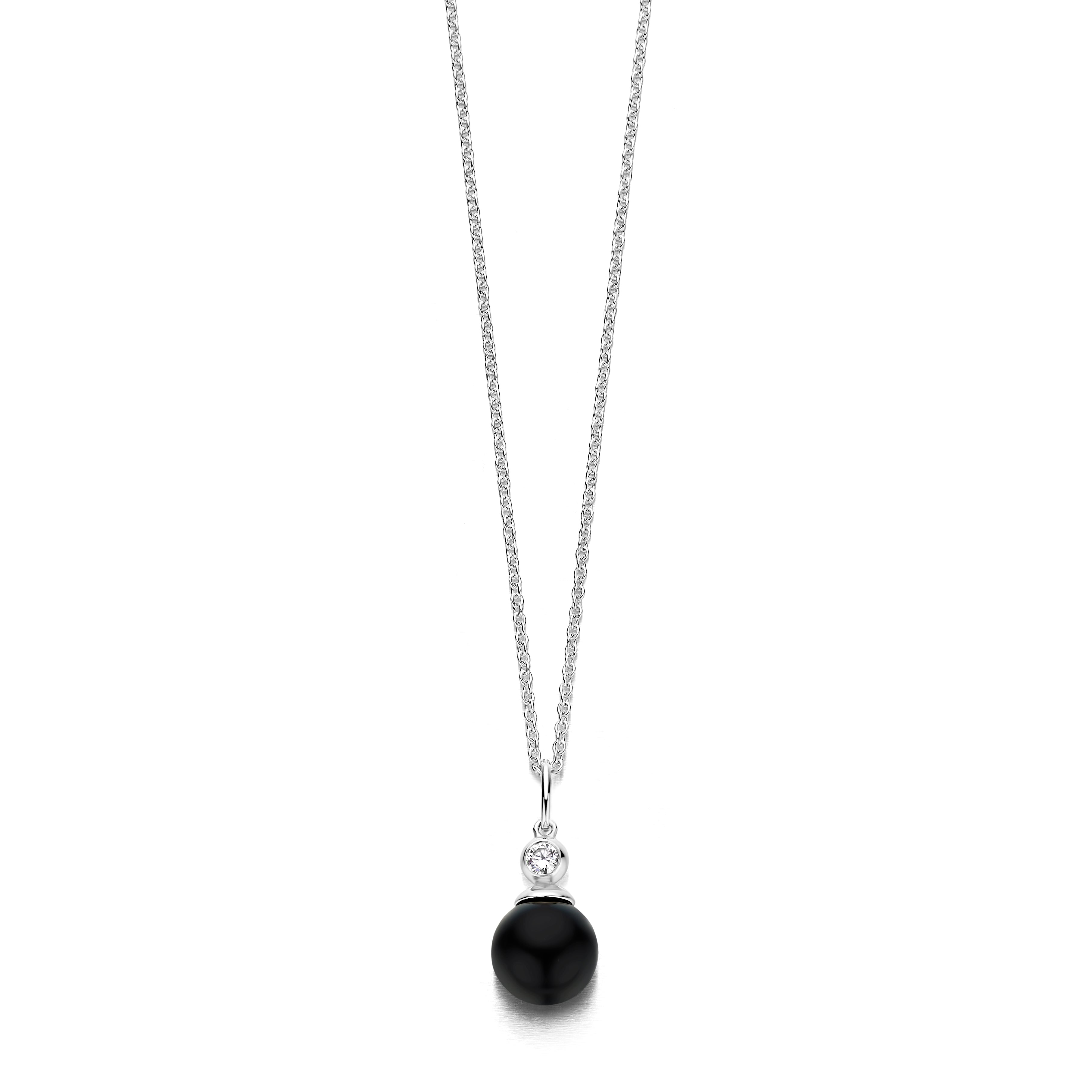 FIGARO PENDANT SL/CZ BLACK 9MM-1