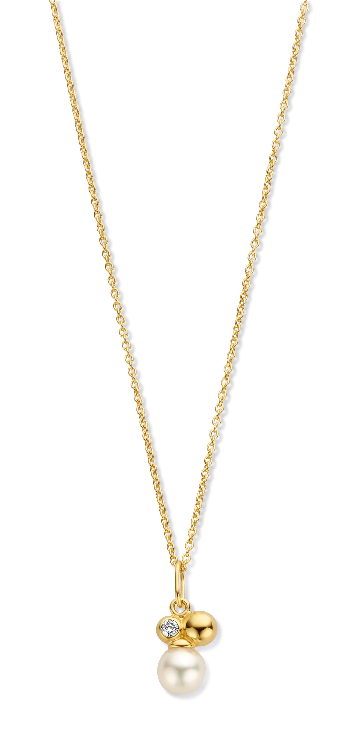 Asia Halskette 45 cm - 14 kt. Gold mit 0,02 CT Brillantschliff Diamanten-4