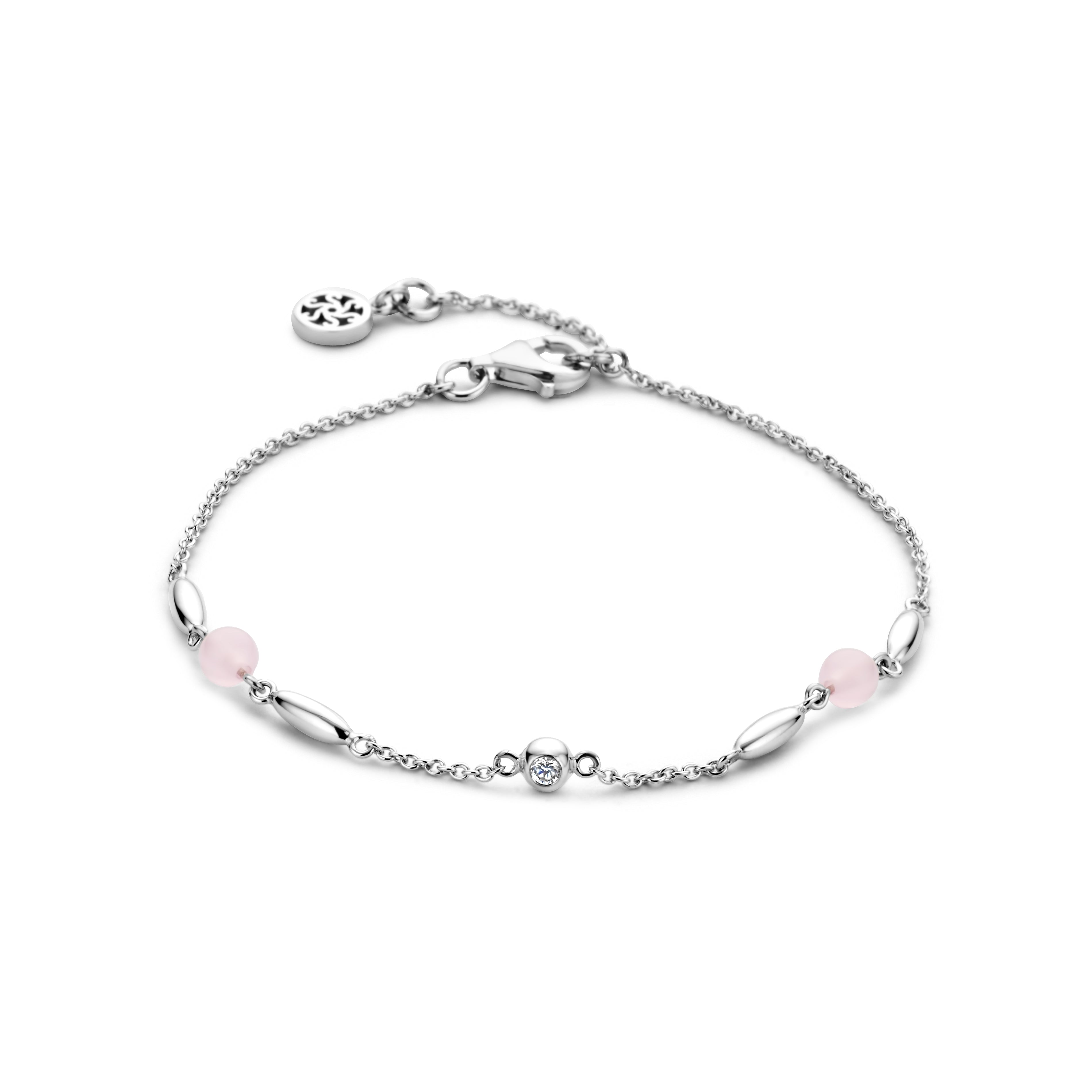 Cornelia Armband - Sterlingsilber - rosafarbene Achat und Zirkonia-1