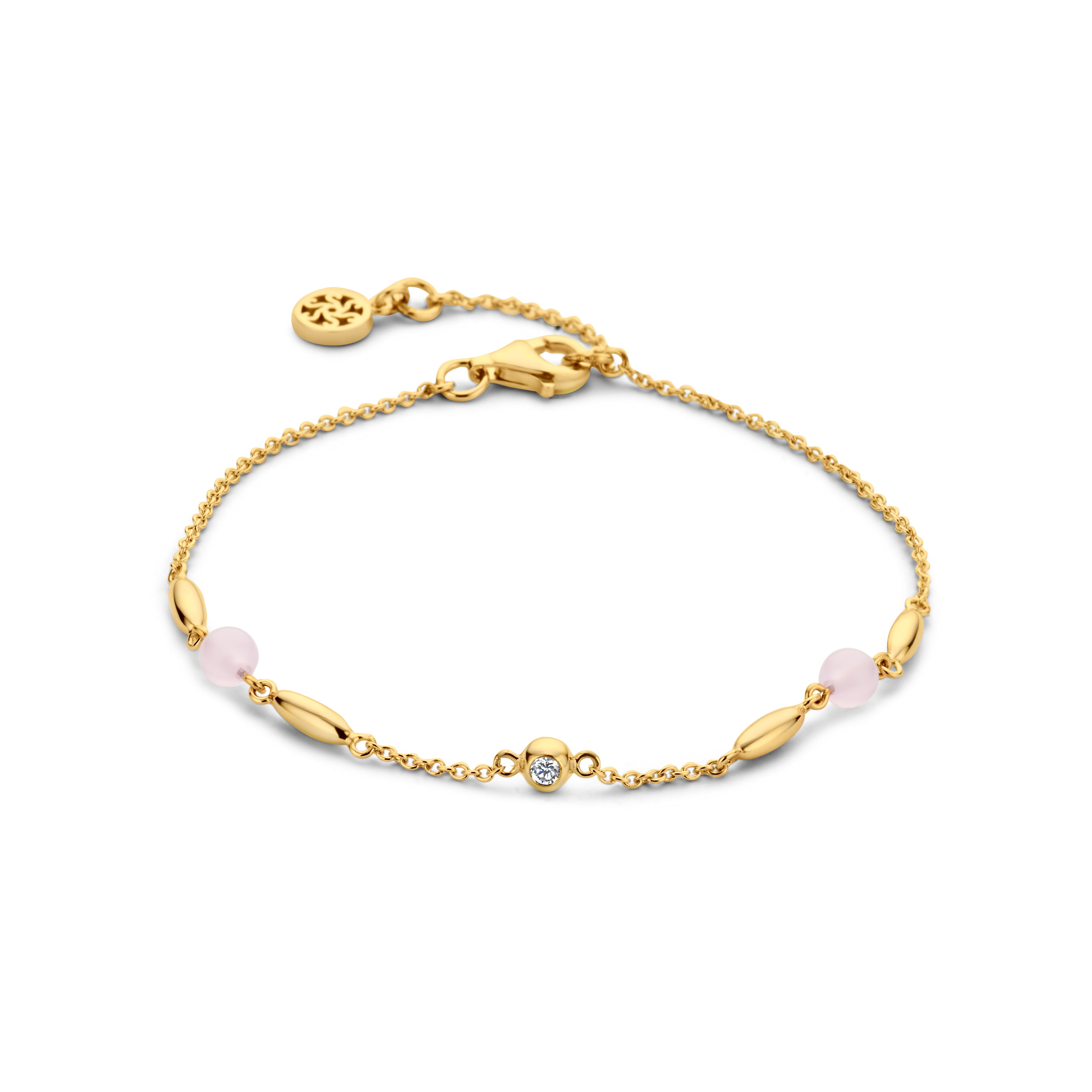 Cornelia Armband - Sterlingsilber vergoldet - rosa Achaten und Zirkonia-1