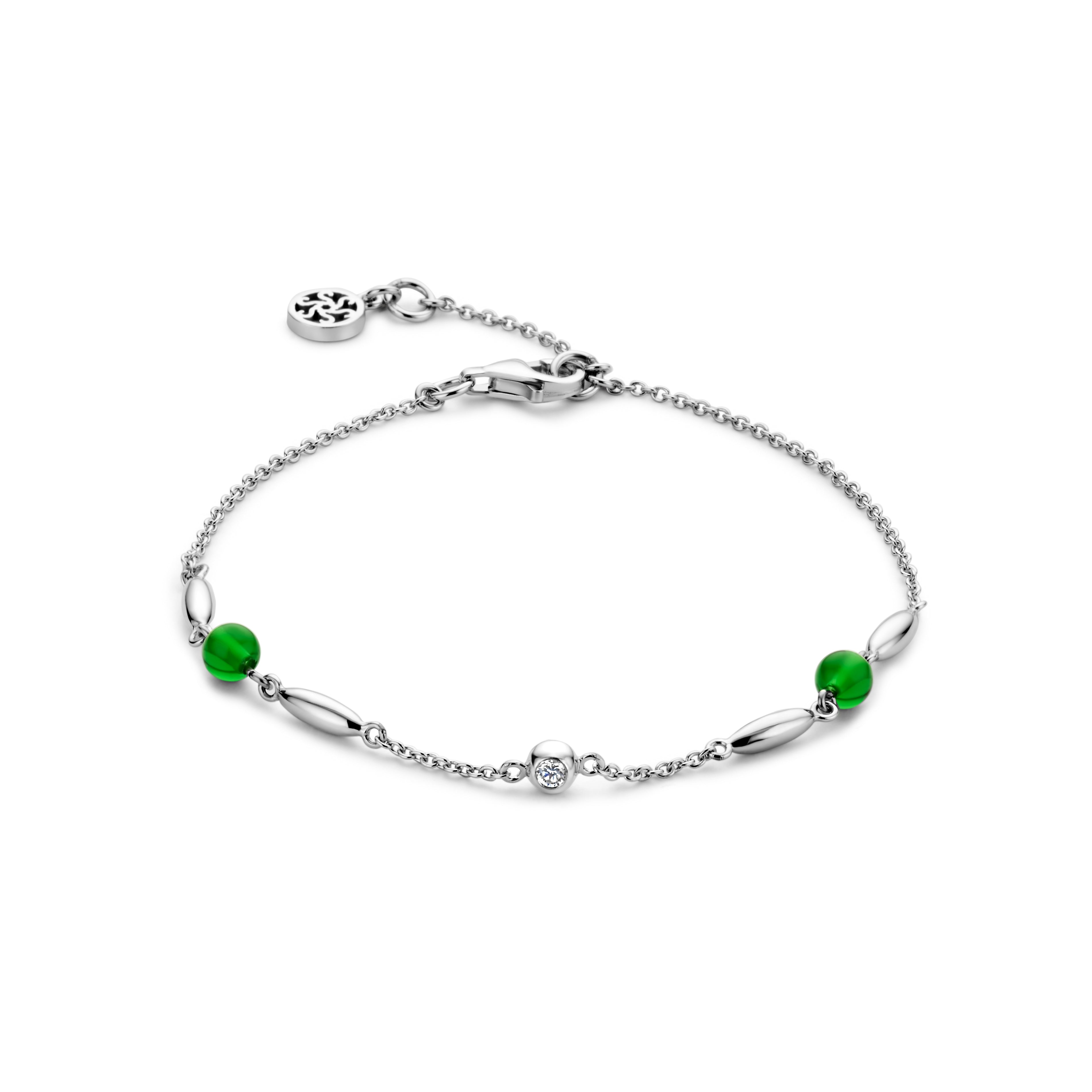 Cornelia Armband - Sterlingsilber - grüne Achat und Zirkonia-1