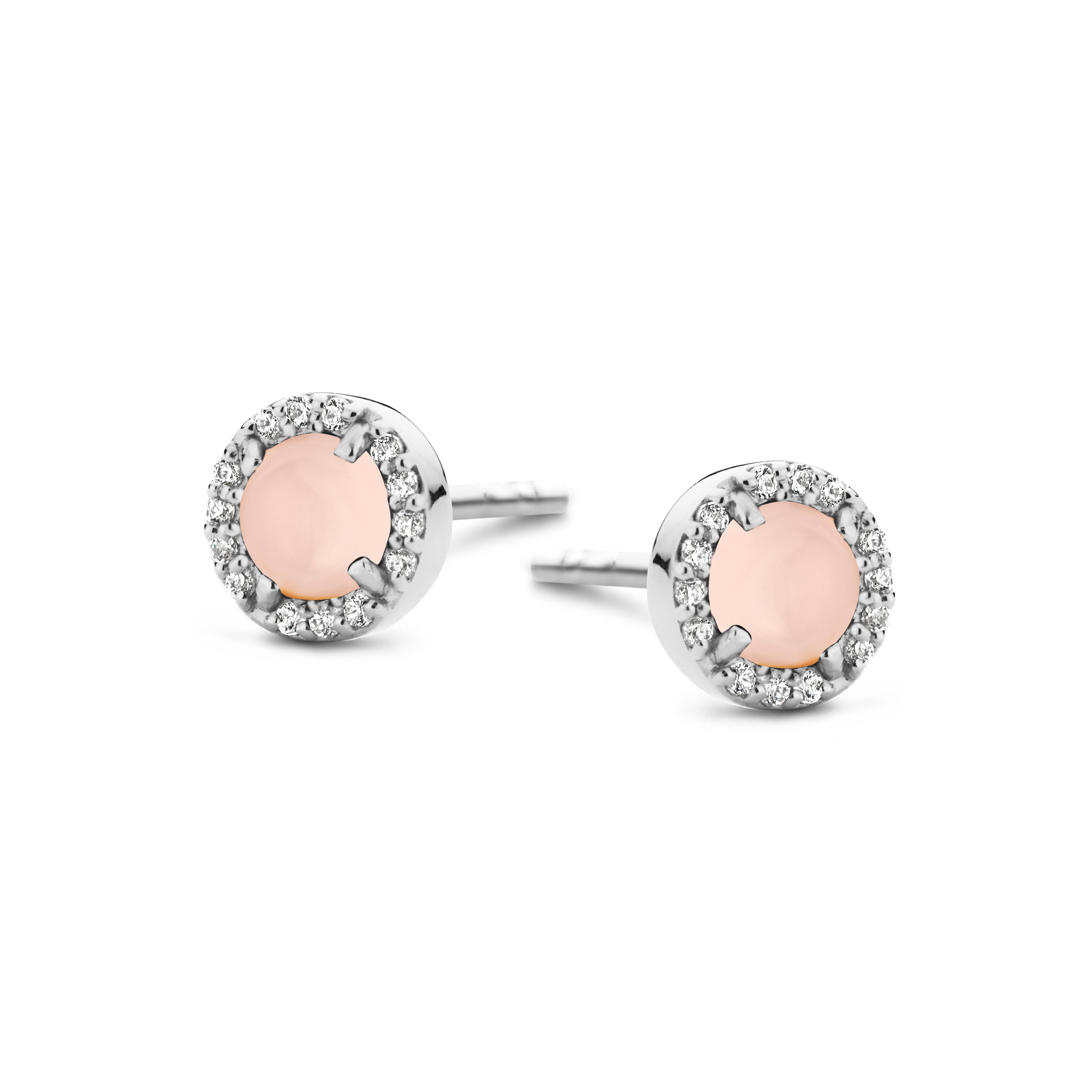 Euphoria Ohrringe - Sterlingsilber - rosa Achat und Zirkonia-1