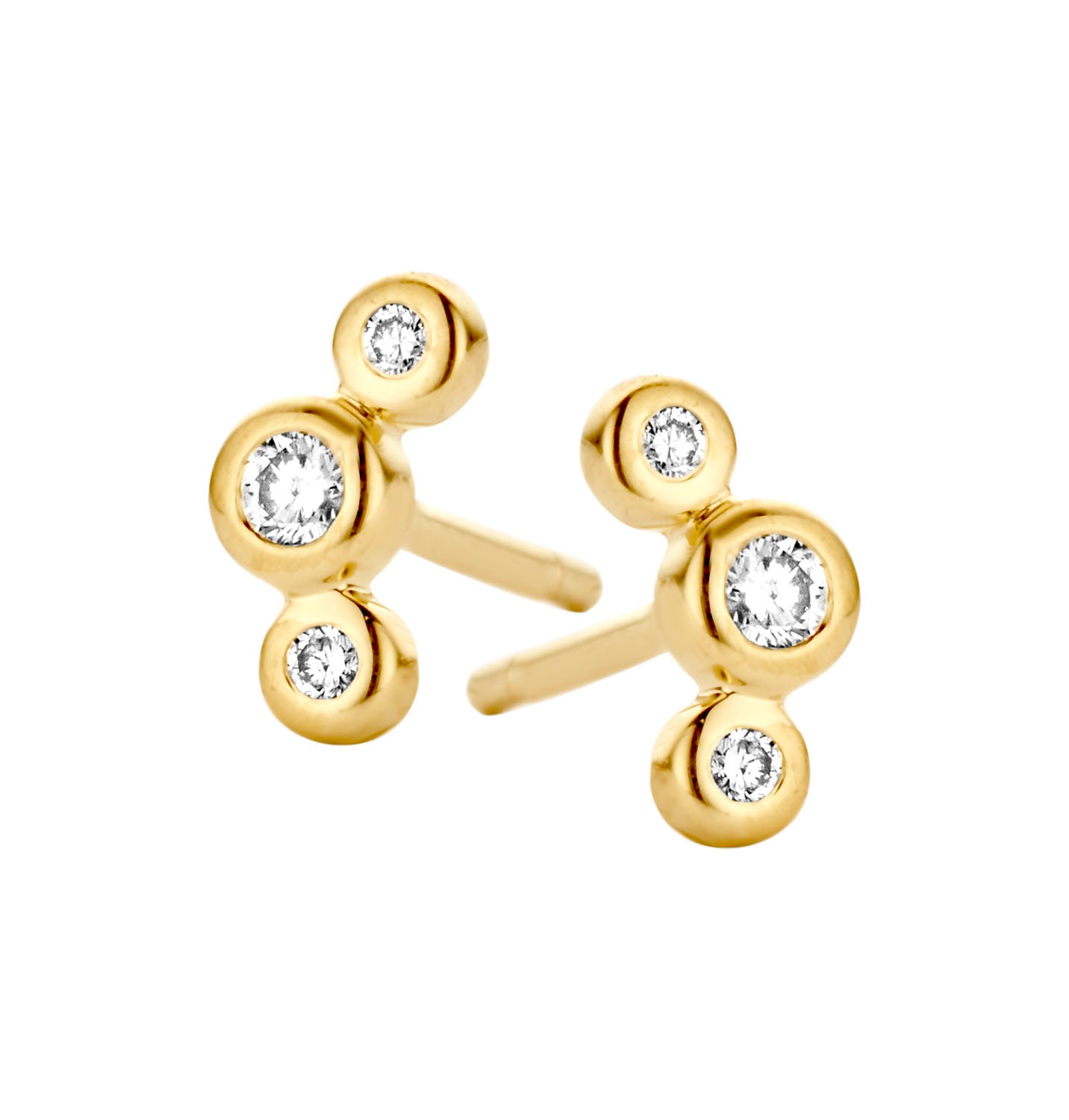 Trinity Ohrringe - 14 kt. Gold mit 0,10 CT Brillantschliff Diamanten-1