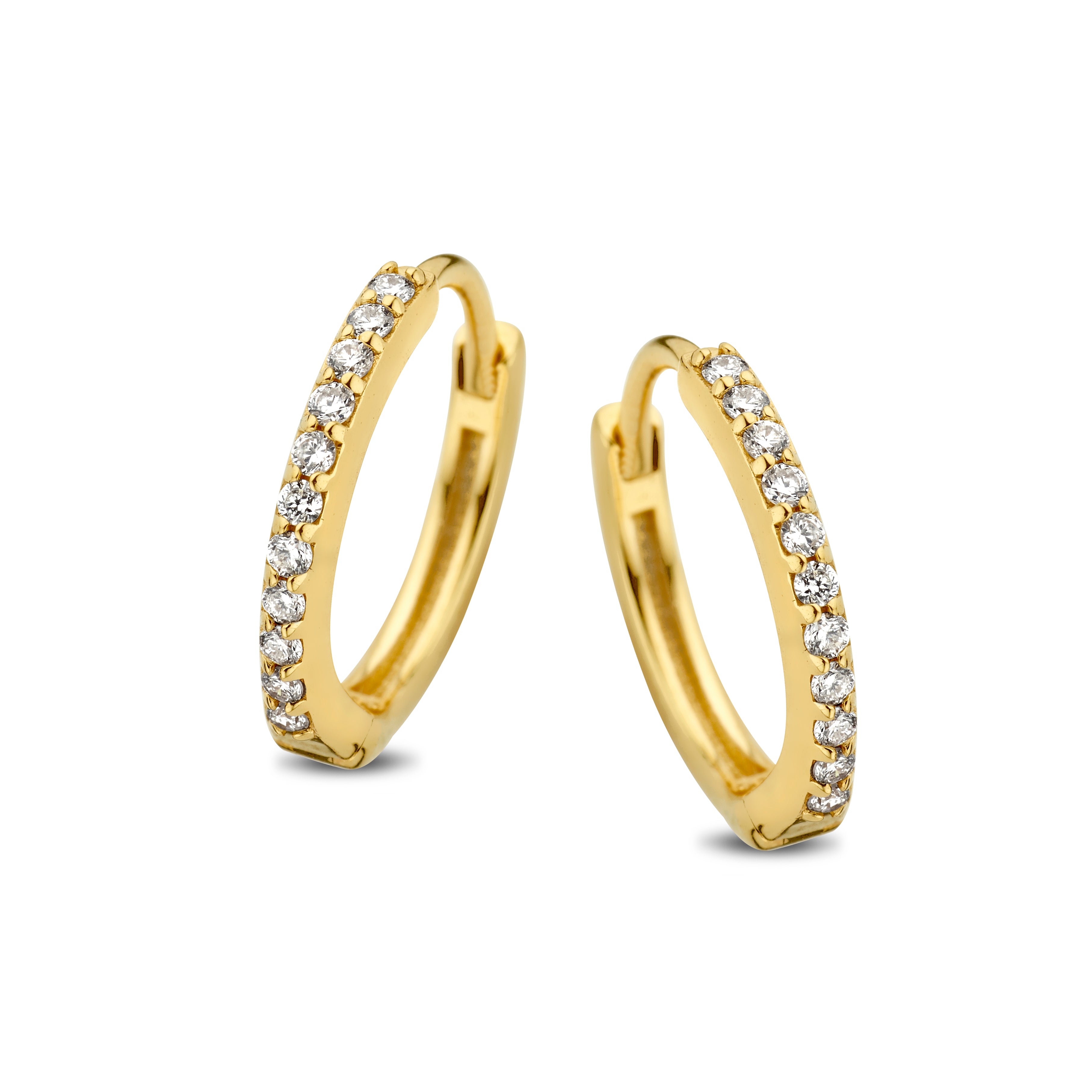 Lagoon Hoops Ohrringe klein - 14 kt. Gold mit 0,11 CT brillantgeschliffenen Diamanten-1