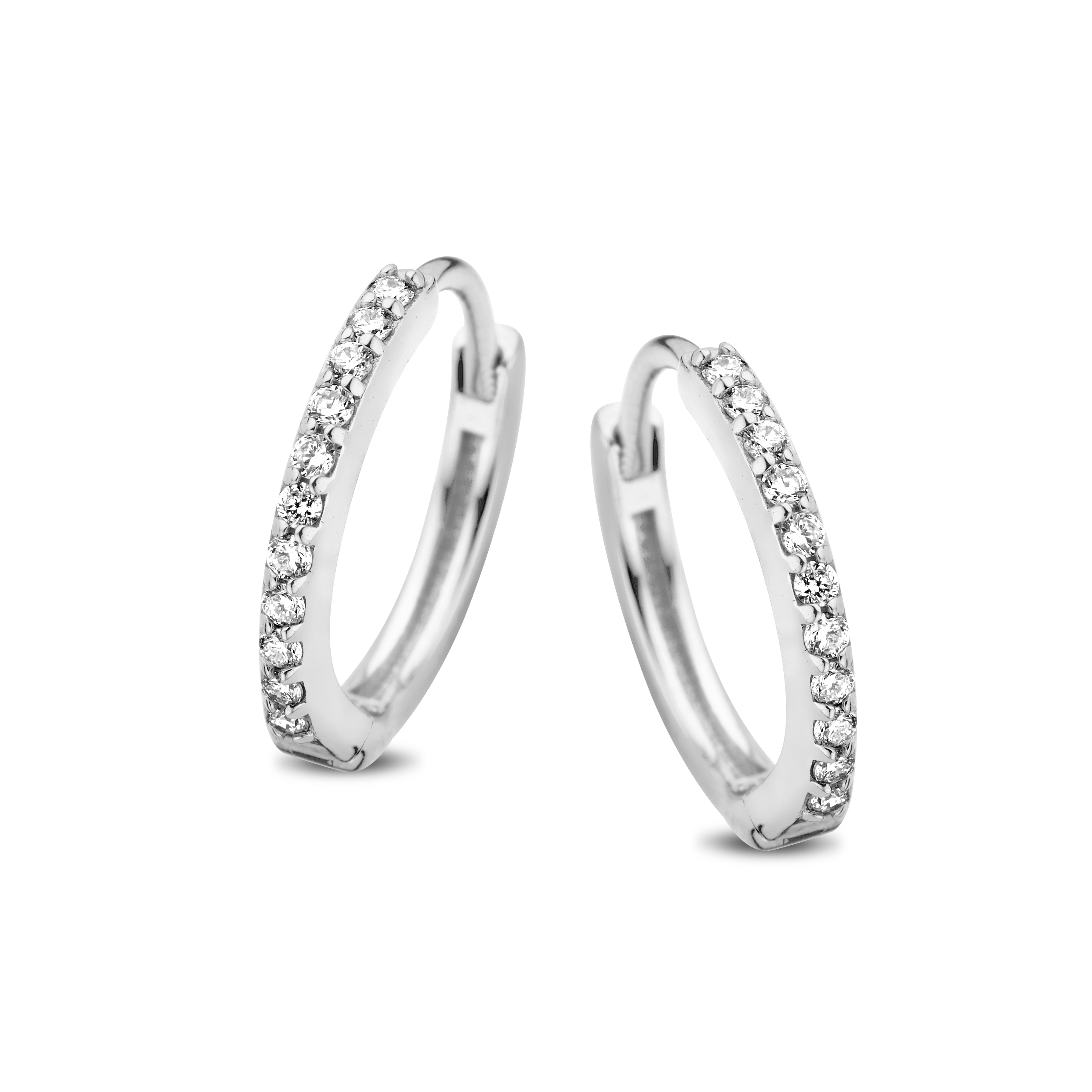 Lagoon Hoops Ohrringe klein - 14 kt. Weißgold mit 0,11 CT brillantgeschliffenen Diamanten-1