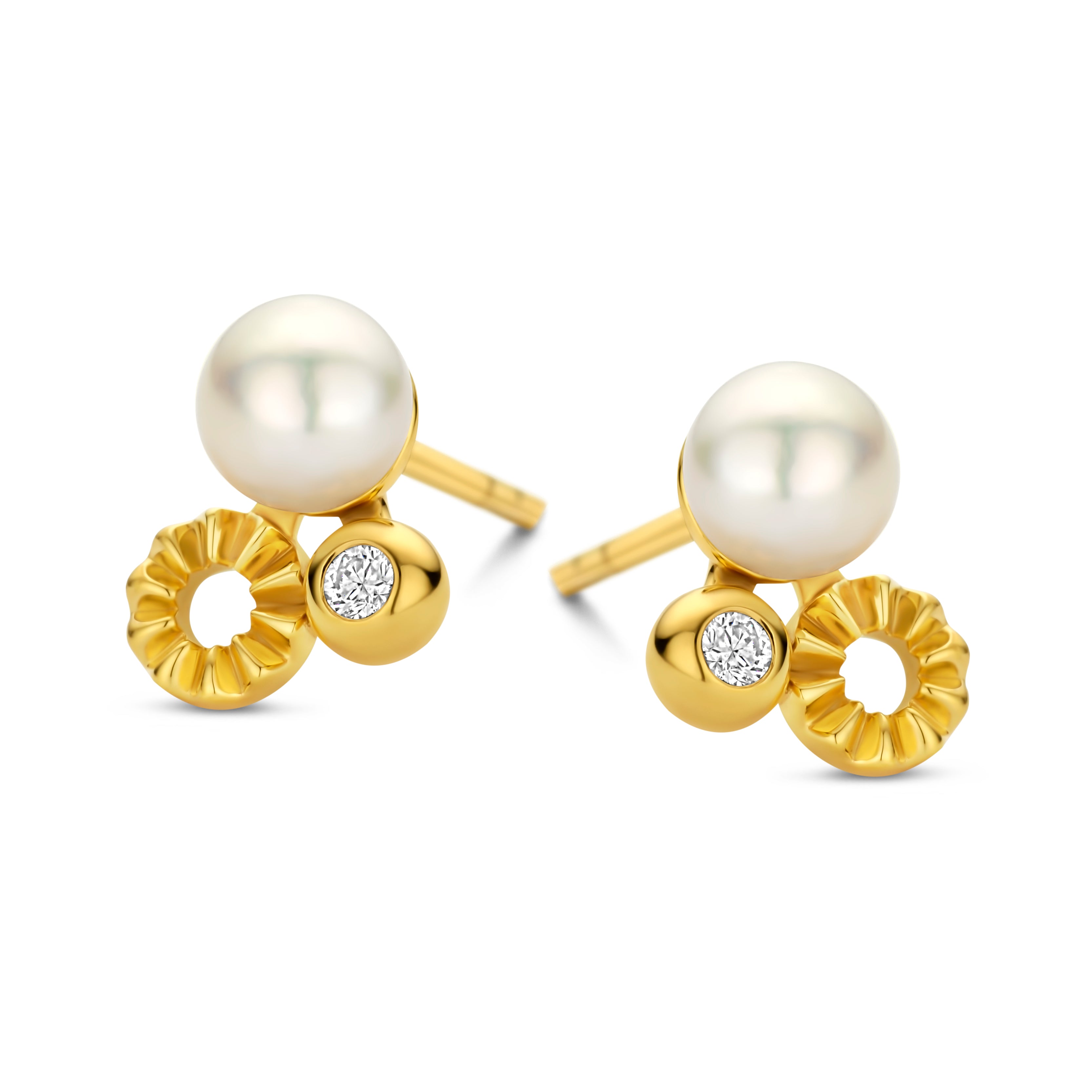 ELVIRA STUD 0,04Ct PEARL Wvs 14K