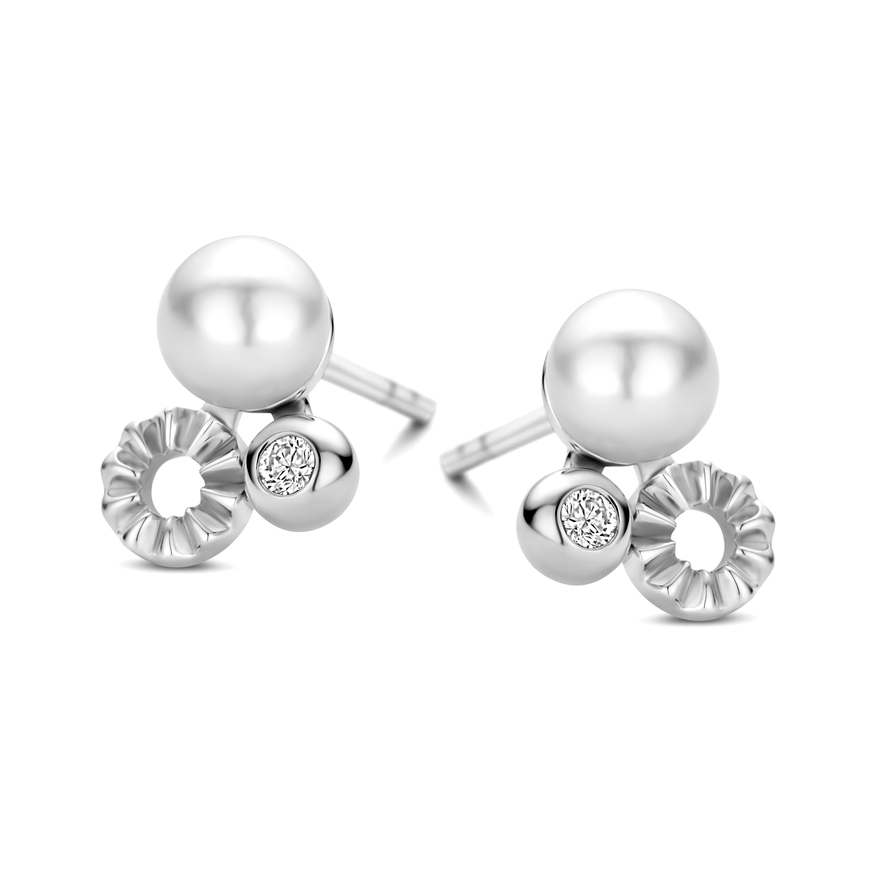 ELVIRA STUD 0,04Ct PEARL Wvs 14K