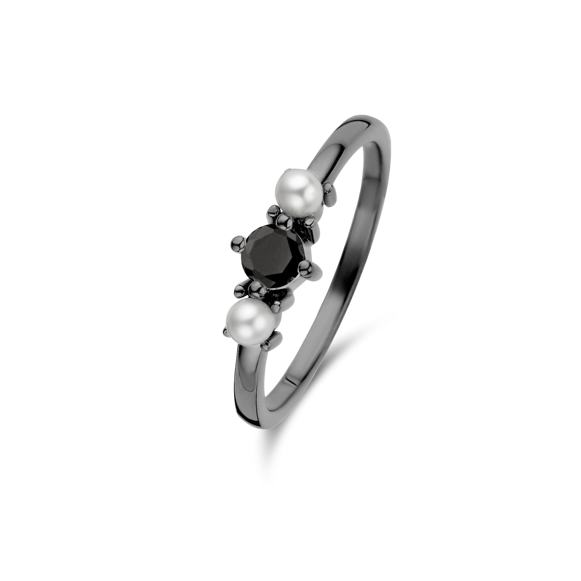 Ocean Ring - Rutheniertes Sterlingsilber - Zirkonia und SüßwasserPearl-1