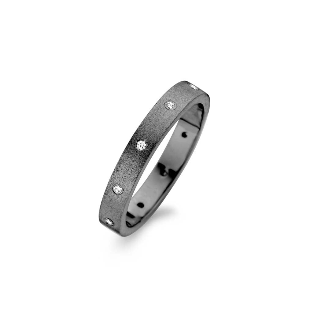 Raw Ring - Sterlingsilber, rutheniert - Zirkonia-1