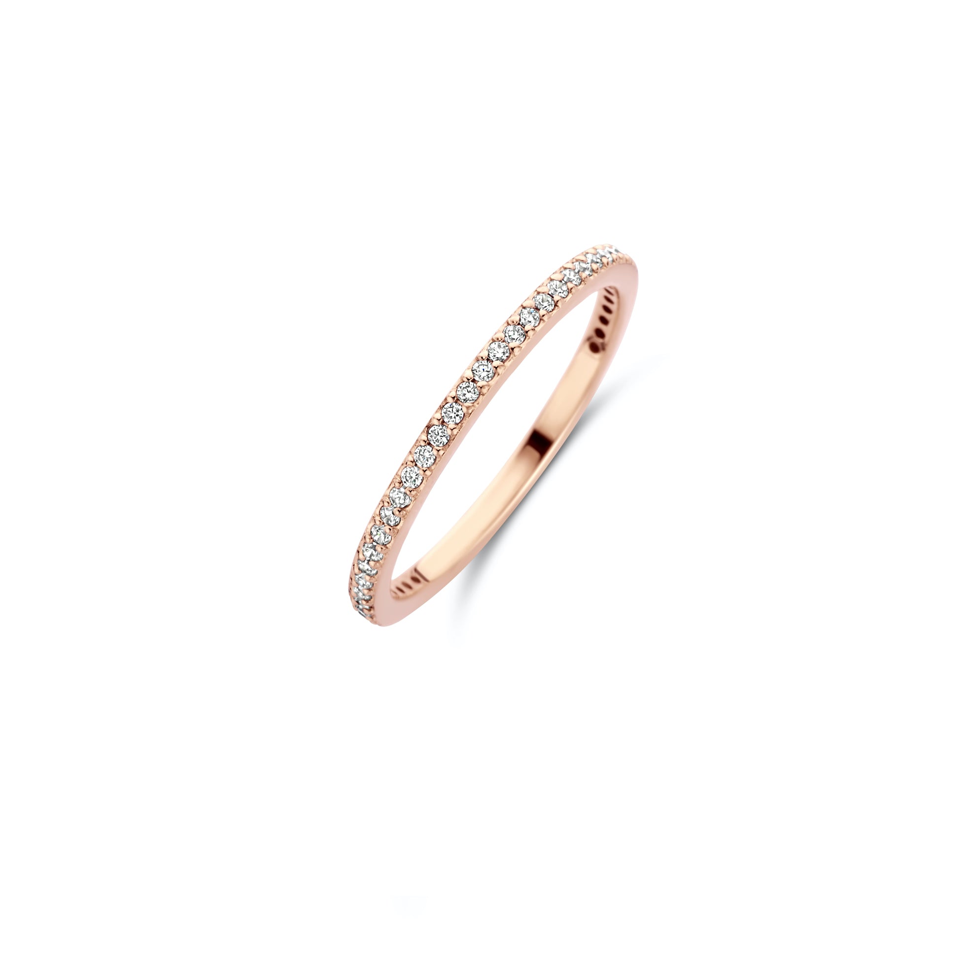 Chic polierter Ring 1,5 mm - Sterlingsilber rosé vergoldet - Zirkonia-1