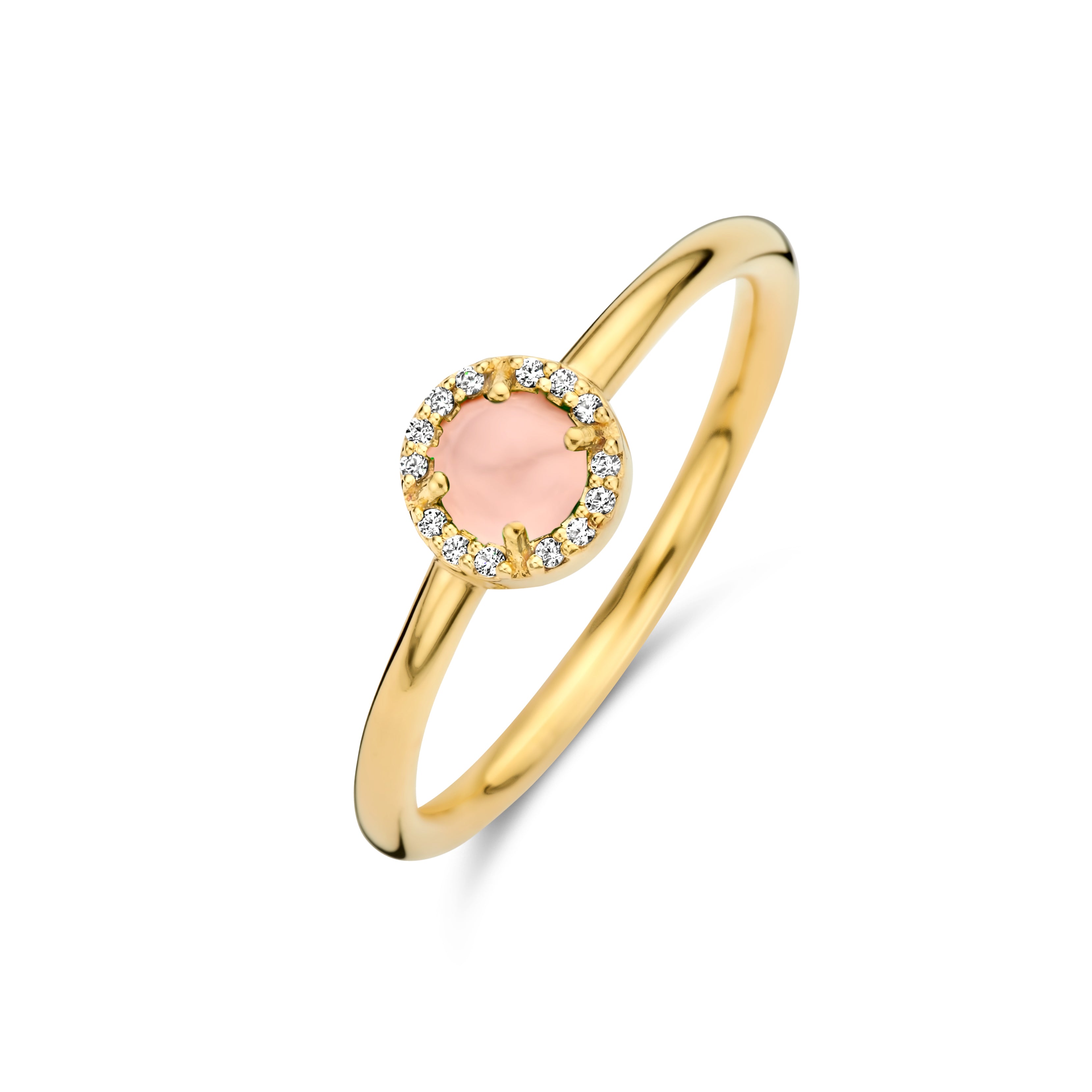 Euphoria Ring - vergoldetes Sterlingsilber - rosa Achat und Zirkonia-1