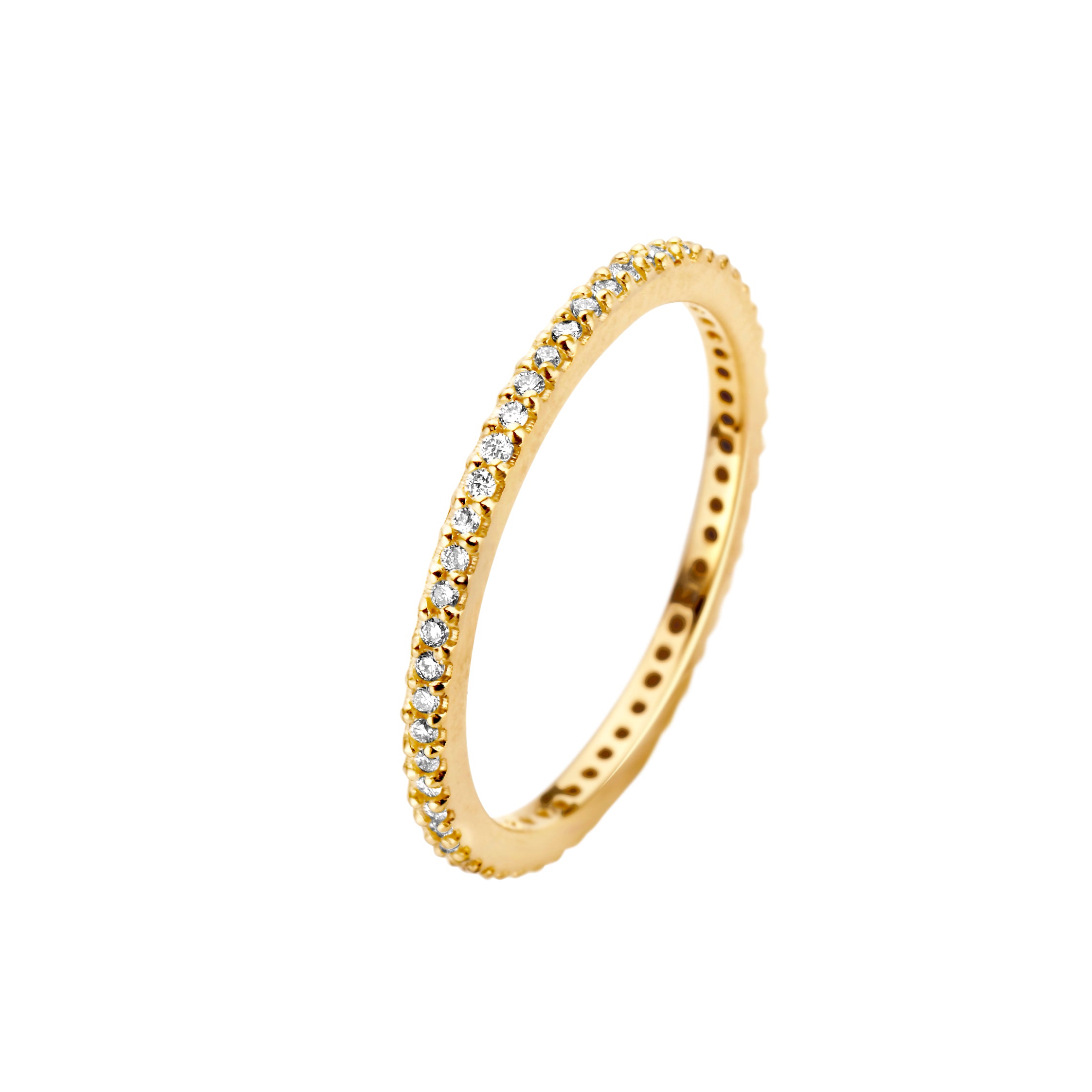 Chic Ring 1,5 mm - 14 kt. Gold mit 0,245 CT brillantgeschliffenen Diamanten-1