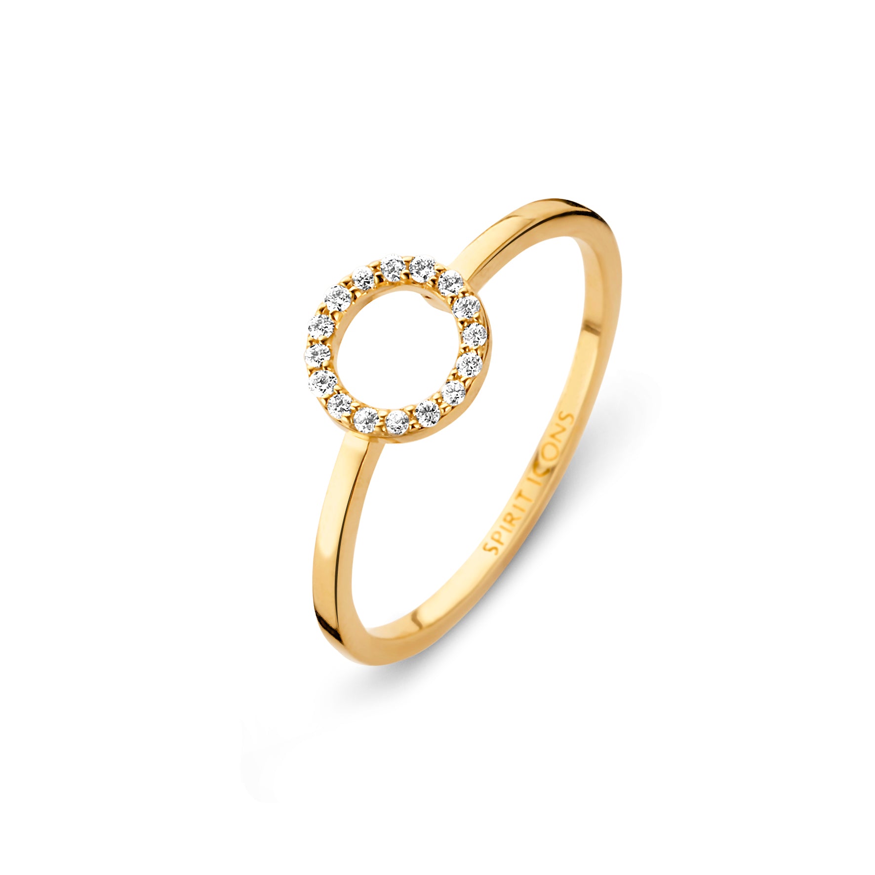 Halo Ring - 14 kt. Gold mit 0,075 CT Brillantschliff Diamanten-1