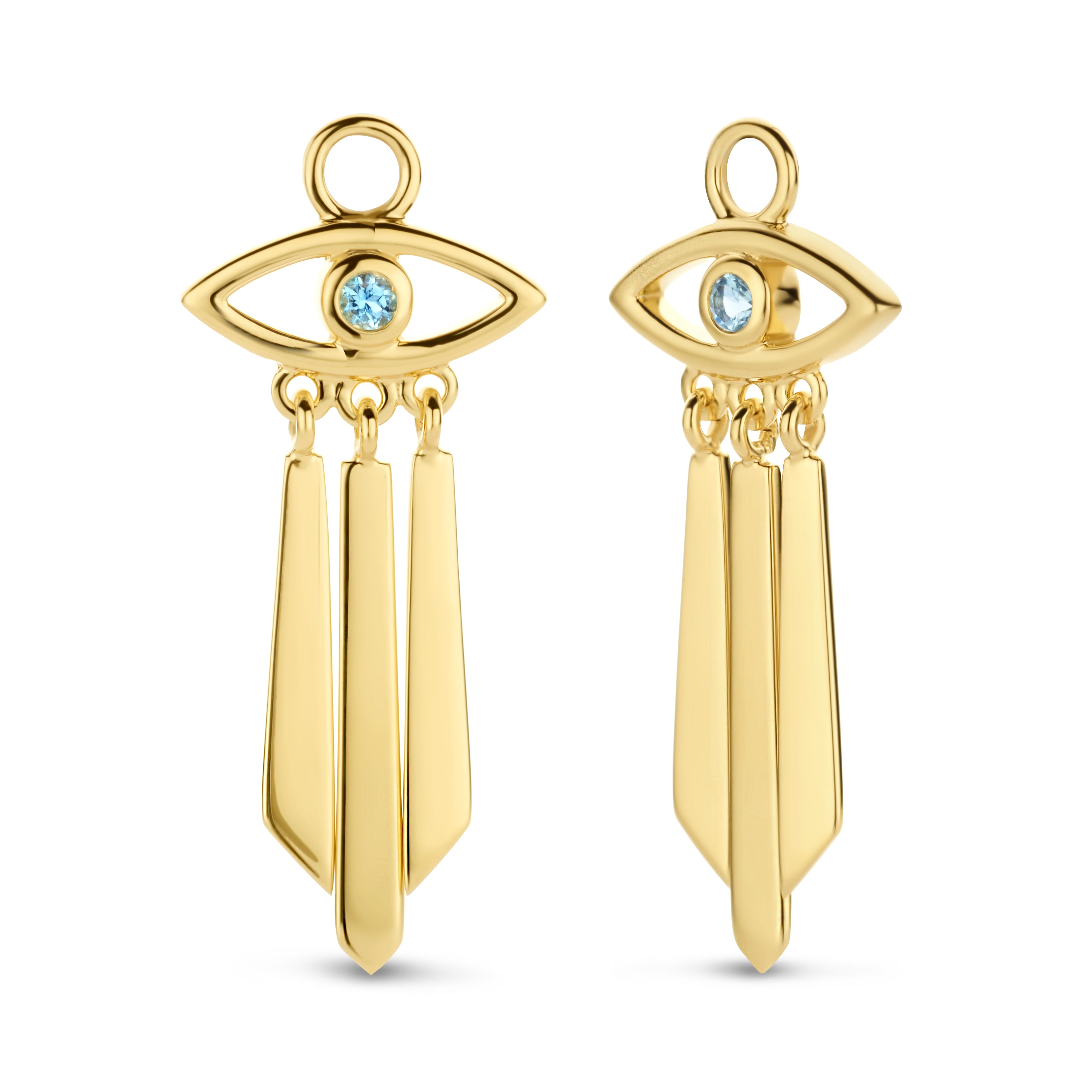 Horus Anhänger für Hoops - 14 kt. Gold mit blauem Topas-1