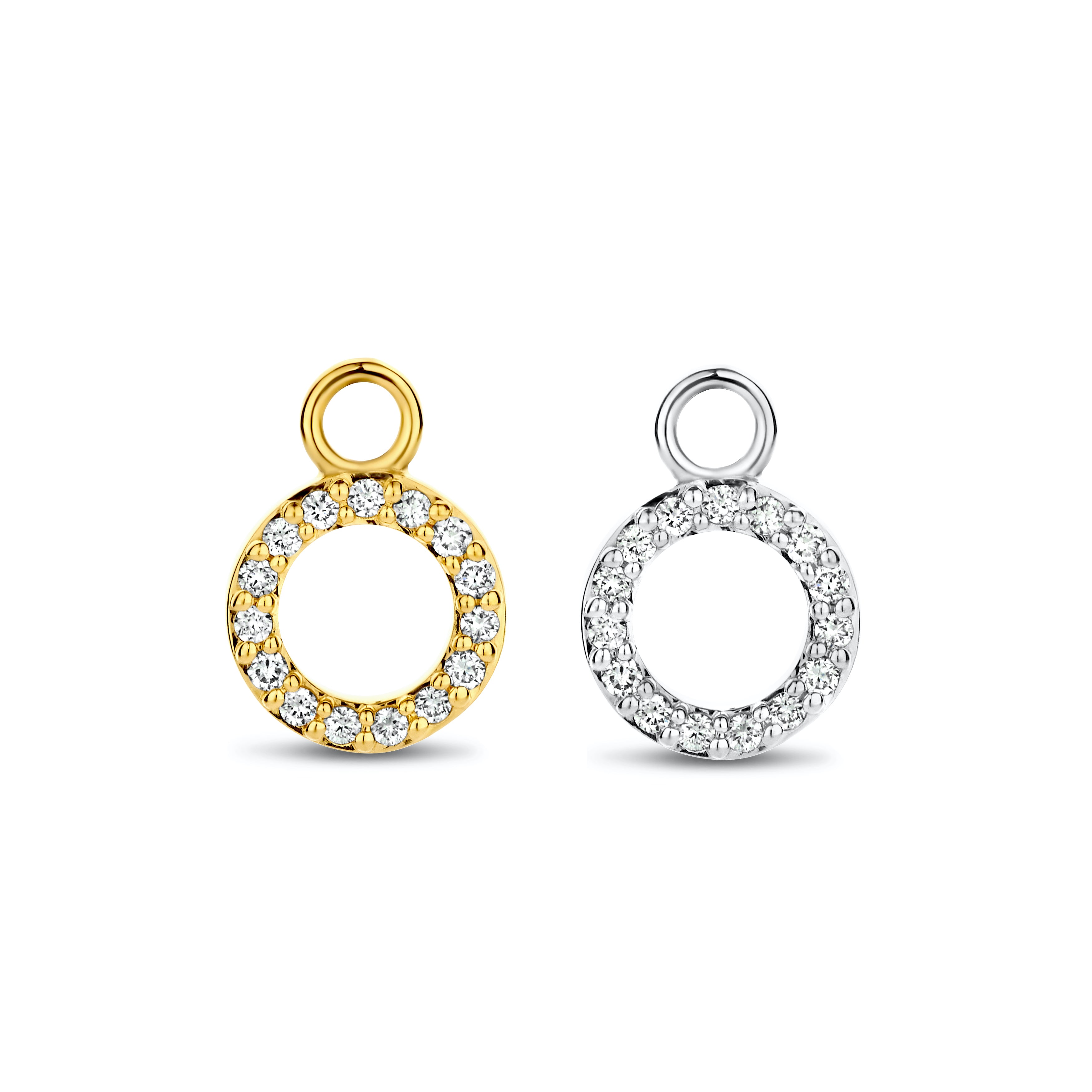 Halo Anhänger für Hoops - 14 kt. Gold mit 0,075 CT brillant geschliffenen Diamanten-1