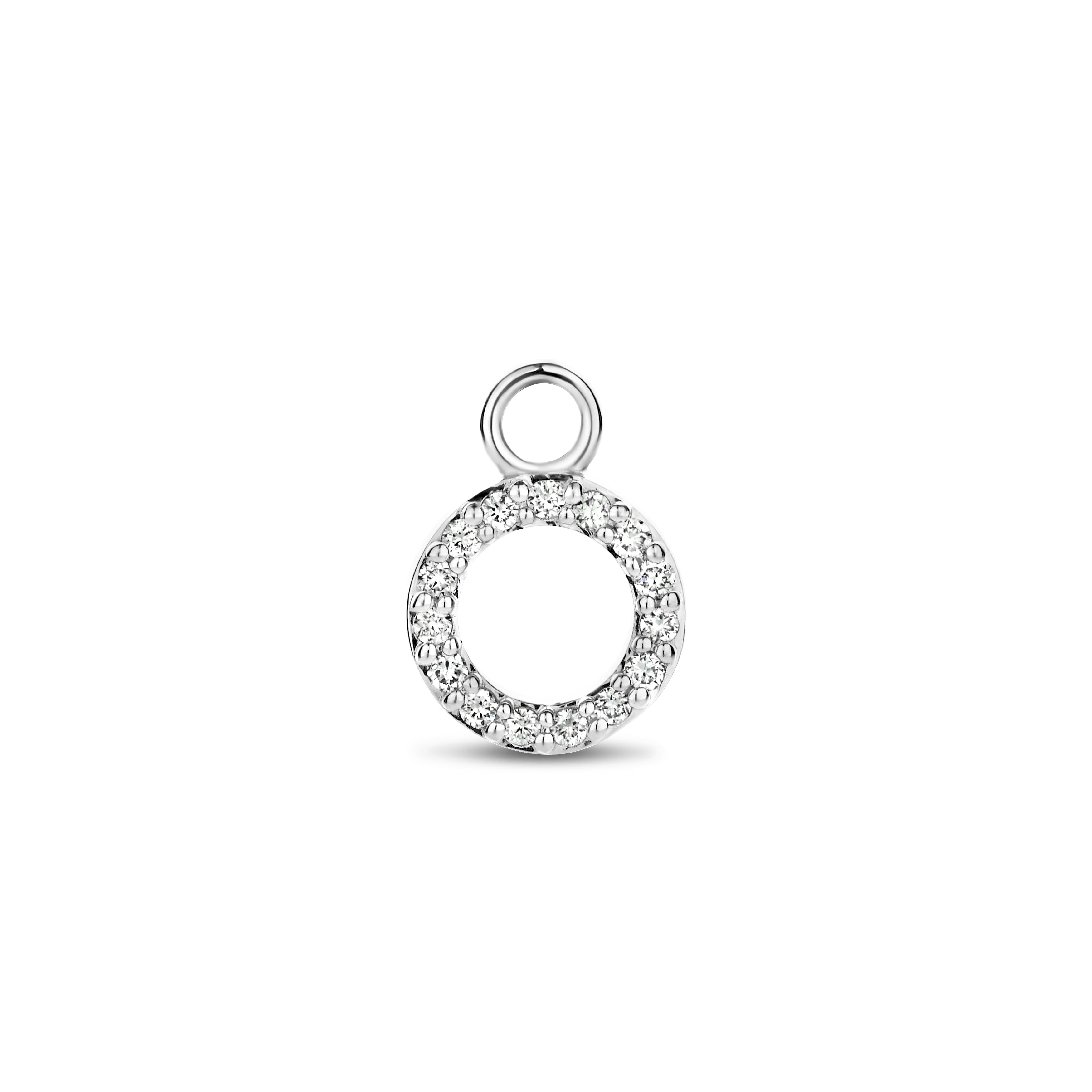 Halo Anhänger für Hoops - 14 kt. Weißgold mit 0,075 CT Brillantschliff Diamanten-1