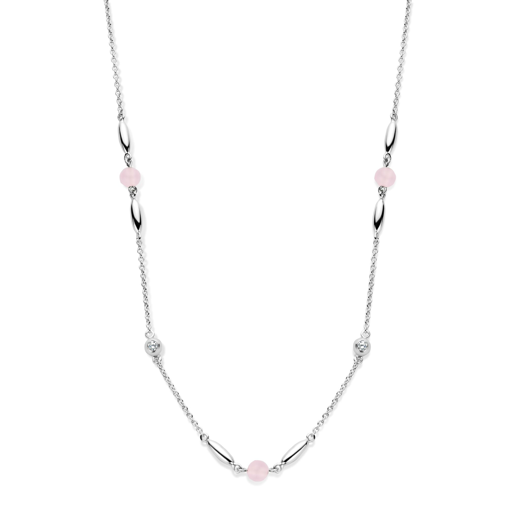 Cornelia Halskette - Sterlingsilber - rosa Achat und Zirkonia-1