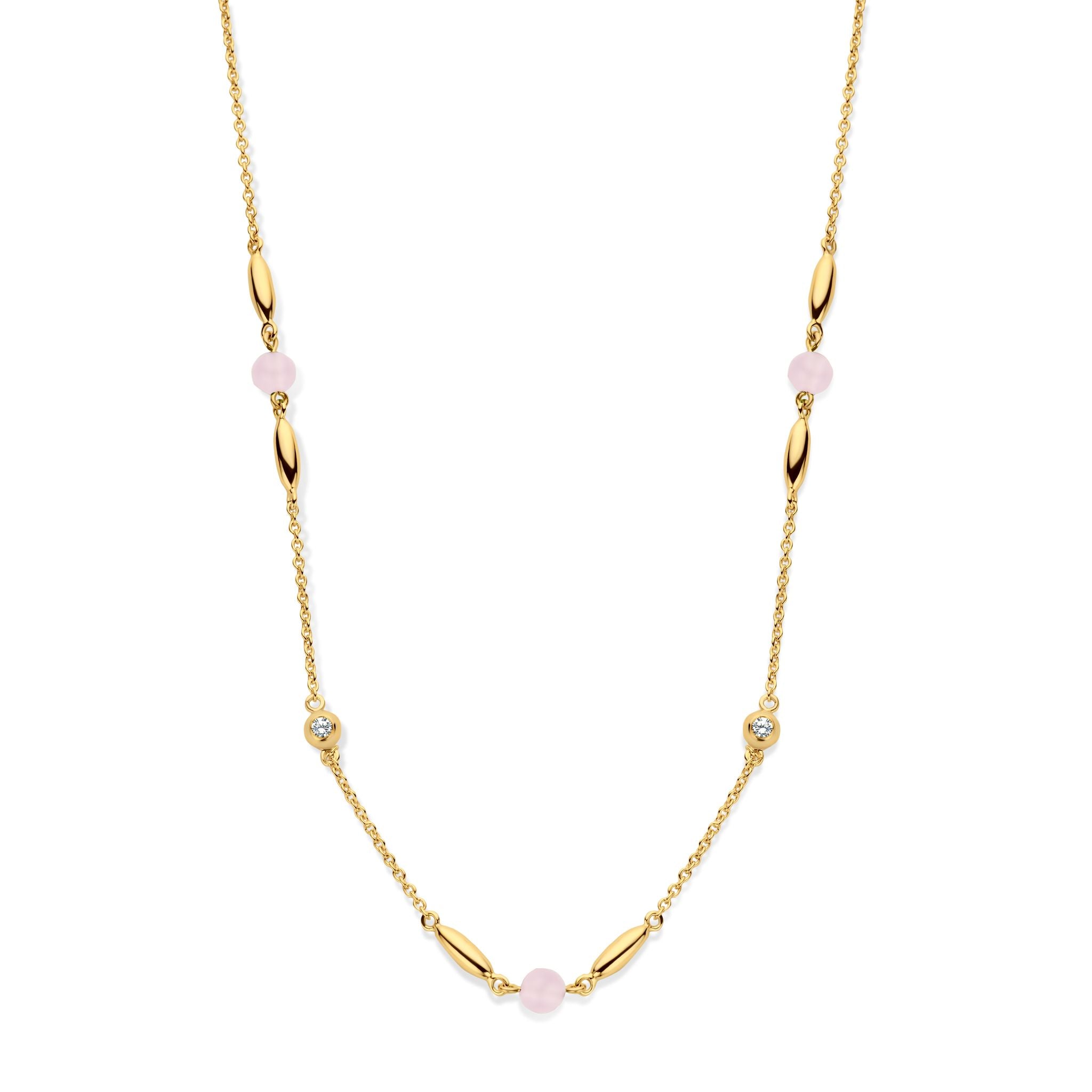 Cornelia Halskette - vergoldetes Sterling Silber - rosa Achate und Zirkonia-1