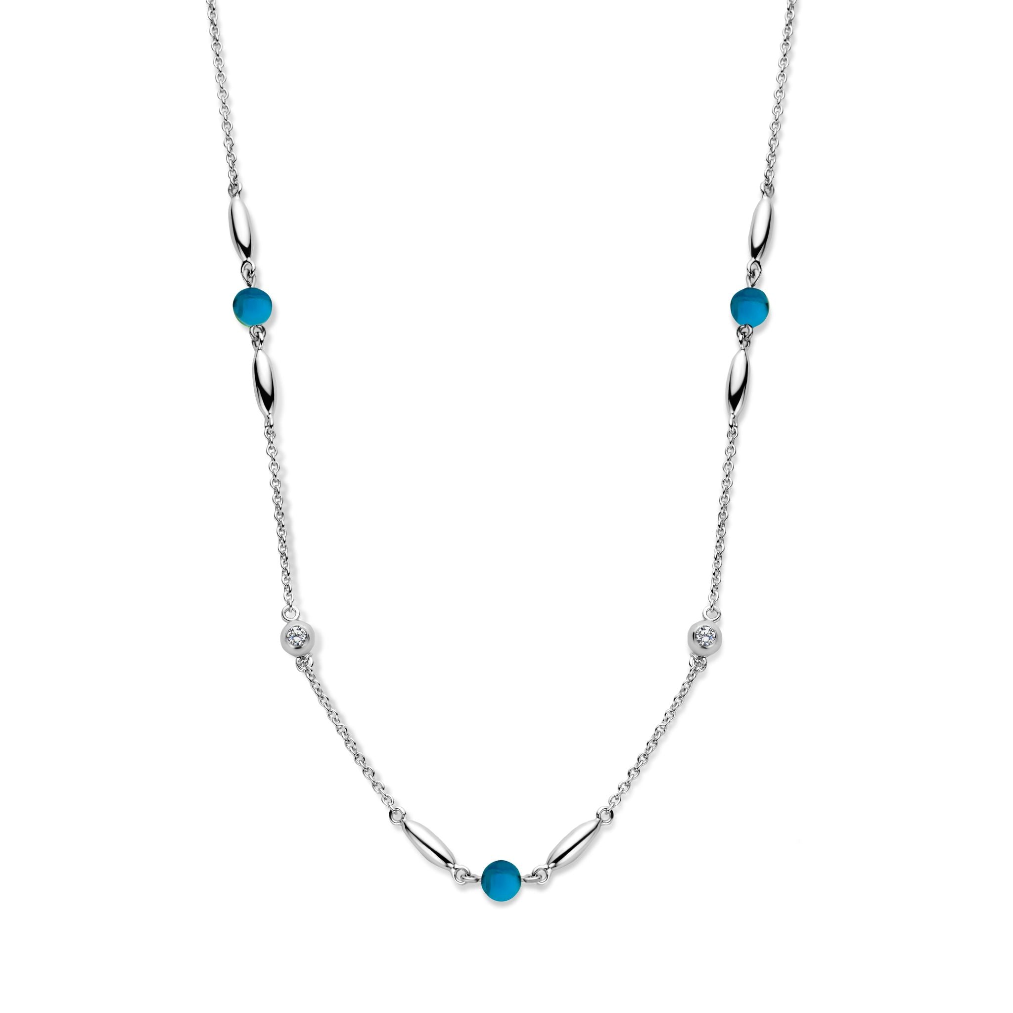 Cornelia Halskette - Sterlingsilber - blaue Achaten und Zirkonia-1