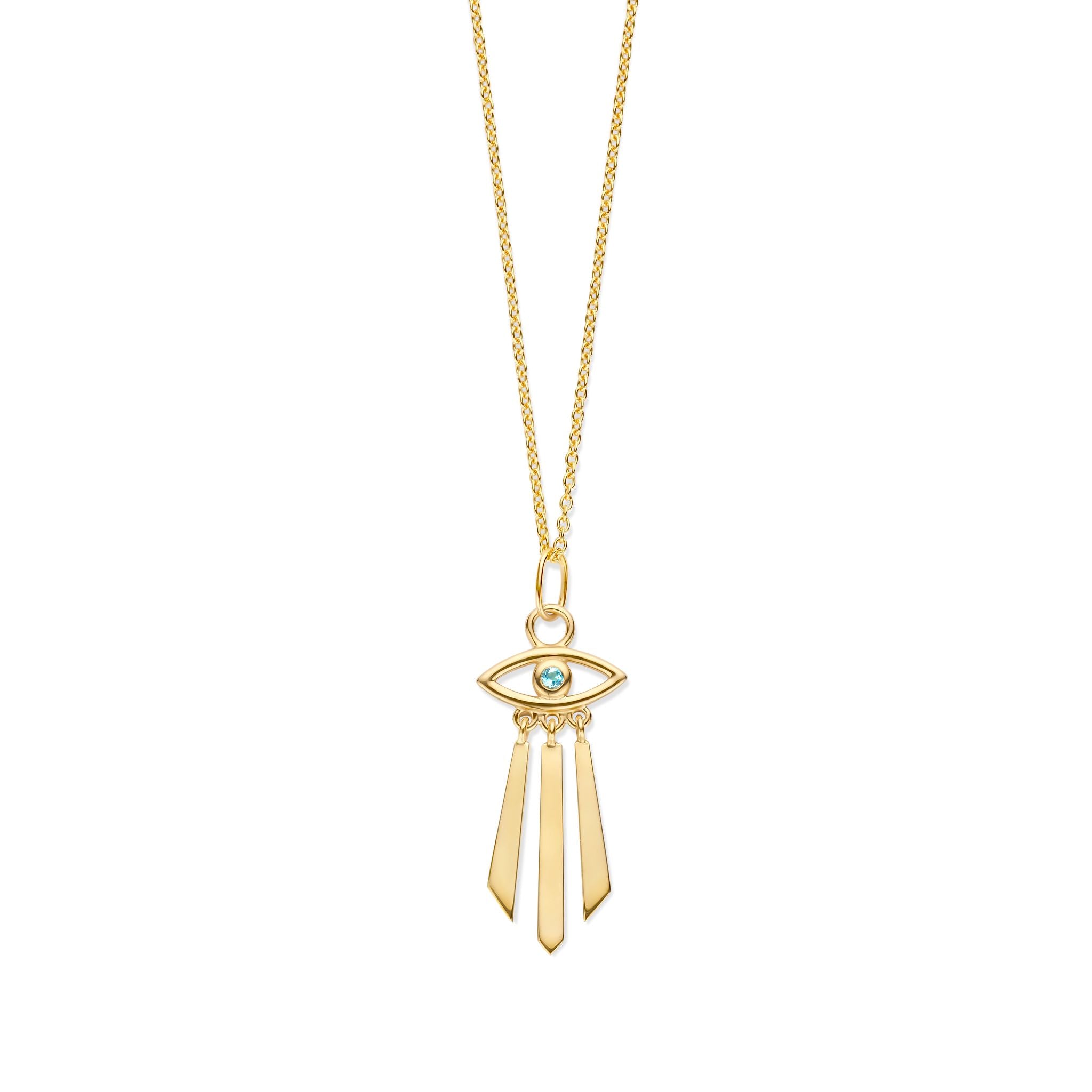 Horus Halskette - 14 kt. Gold mit blauem Topas-1