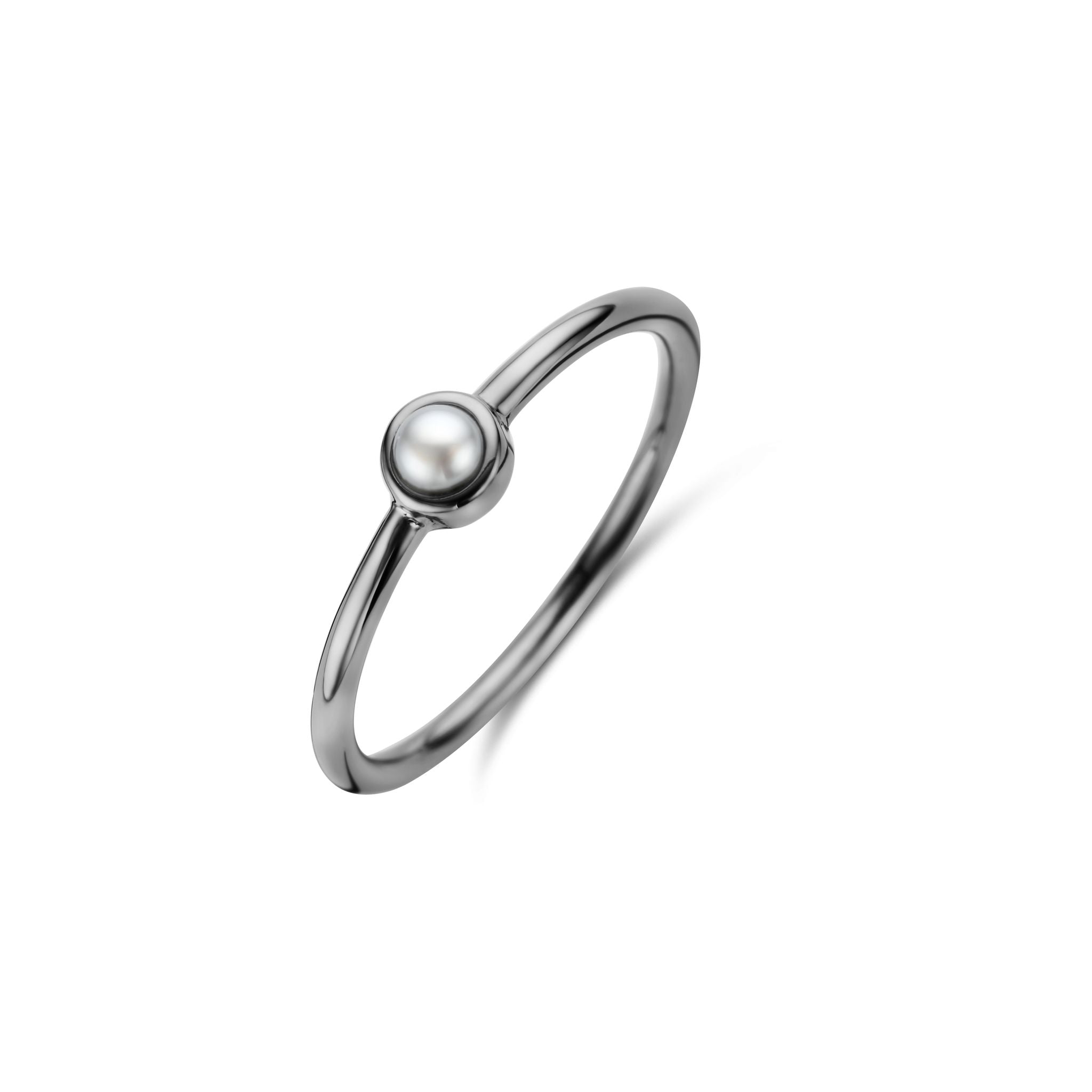 Pearl Ring - Sterling Silber rutheniert - Süßwasserperle-1