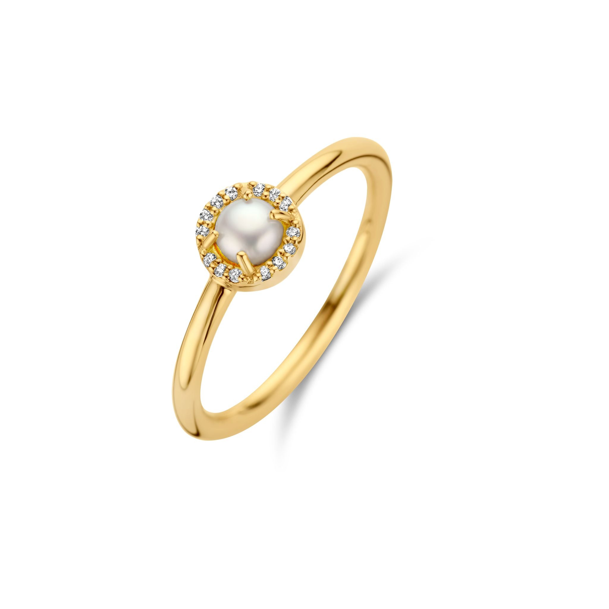 Euphoria Ring - vergoldetes Sterlingsilber - Süßwasserperle und Zirkonia-1